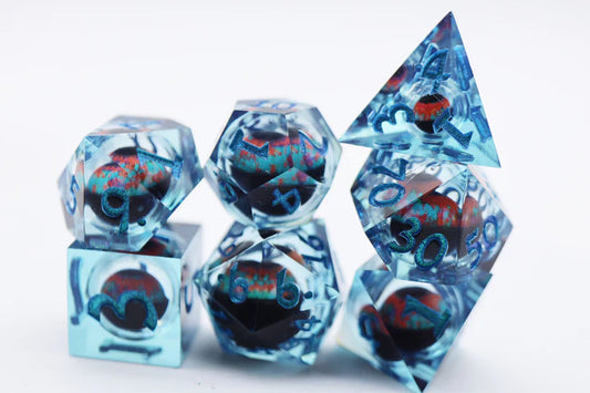 Sharp Edge Moving Eye RPG Dice Set - Teal Cyclops