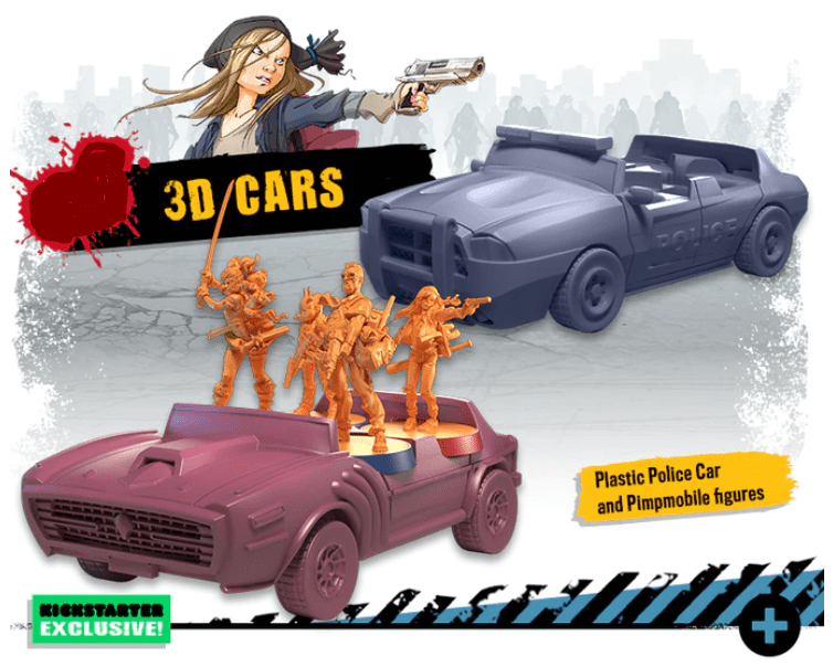 Zombicide 2E Kickstarter Exclusive 3D Cars pack Board Game, CMON, Zombicide