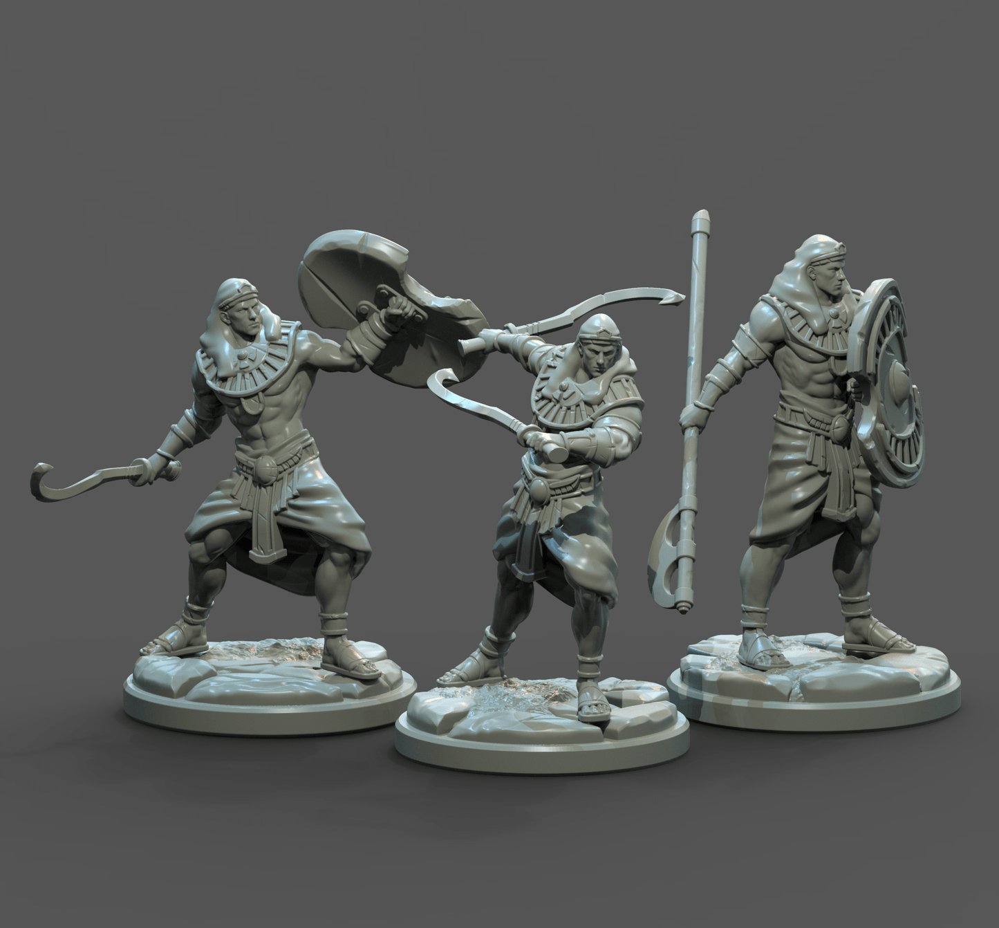 3 Egyptian Guards Ancient Egypt, Clay Cyanide, Resin Miniature