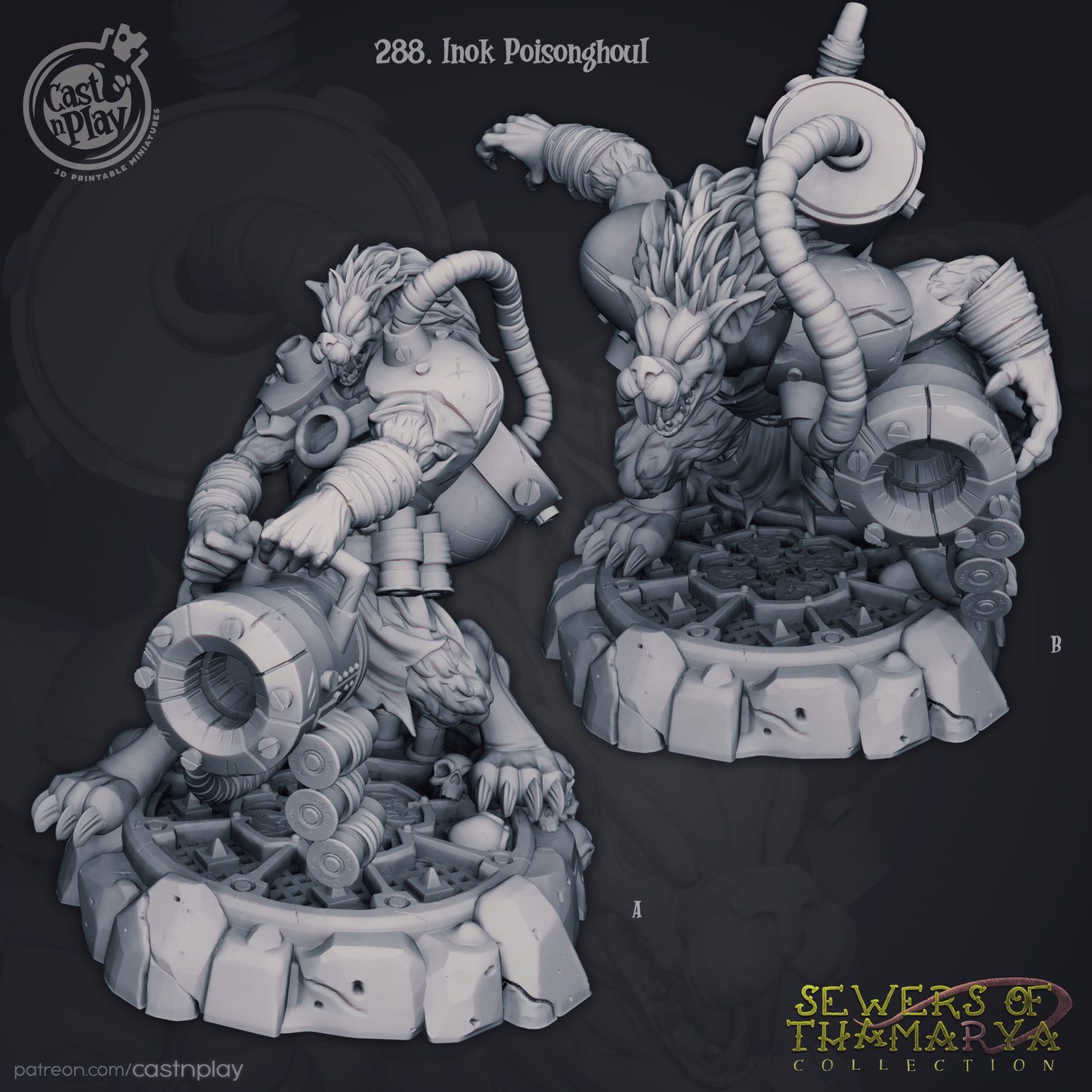 Inok Poisonghoul Cast N Play, Resin Miniature, Sewers of Thamarya