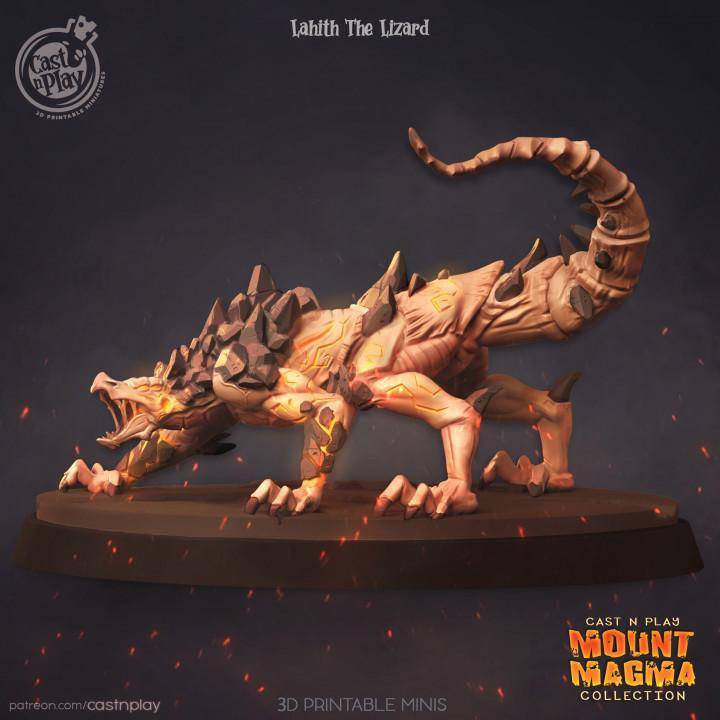 Lahith the Lizard Cast N Play, Mount Magma, Resin Miniature