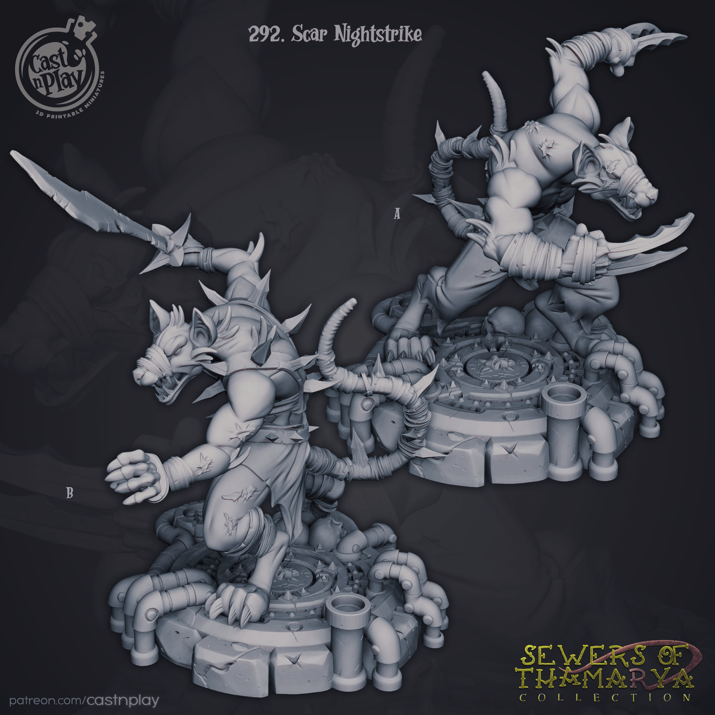 Scar Nightstrike Cast N Play, Resin Miniature, Sewers of Thamarya
