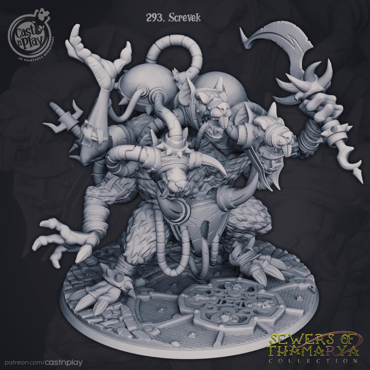 Screvek Cast N Play, Resin Miniature, Sewers of Thamarya