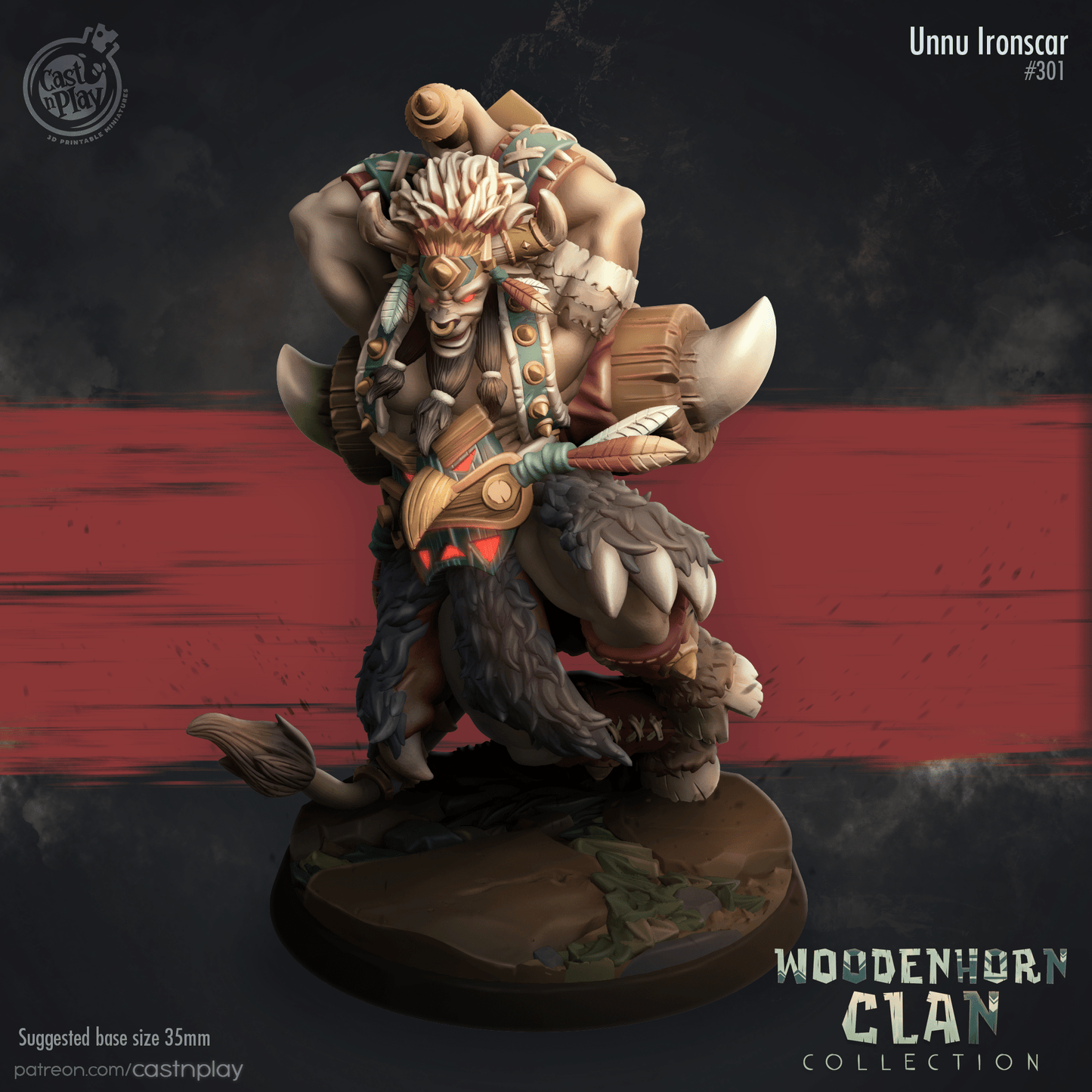 Unnu Ironscar Cast N Play, Resin Miniature, WoodenHorn Clan