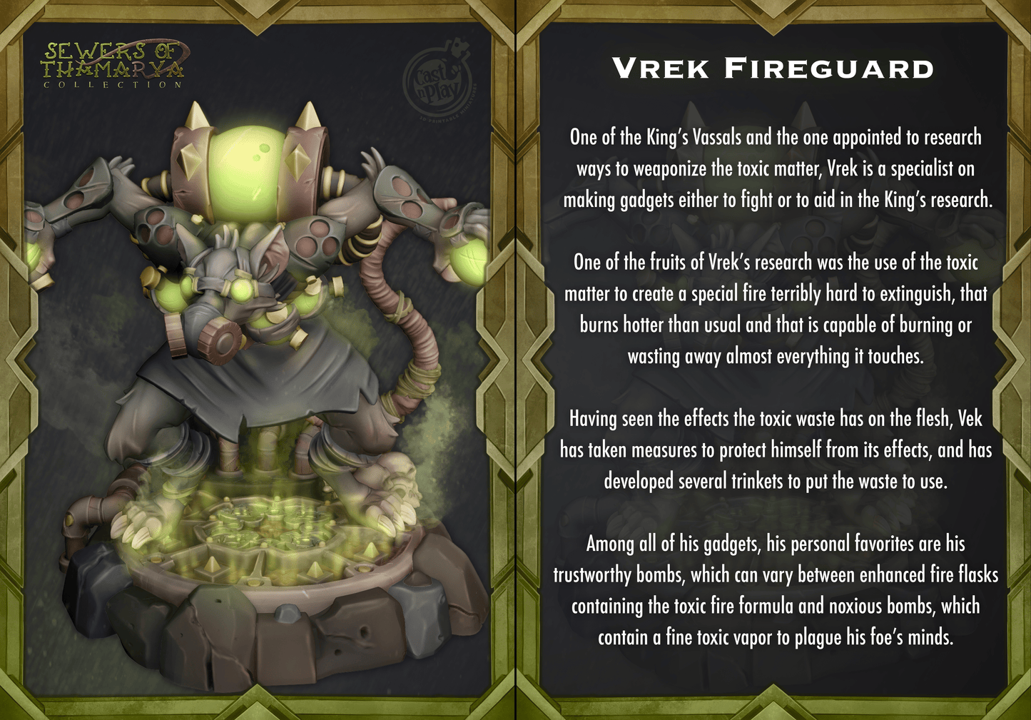 Vrek Fireguard Cast N Play, Resin Miniature, Sewers of Thamarya