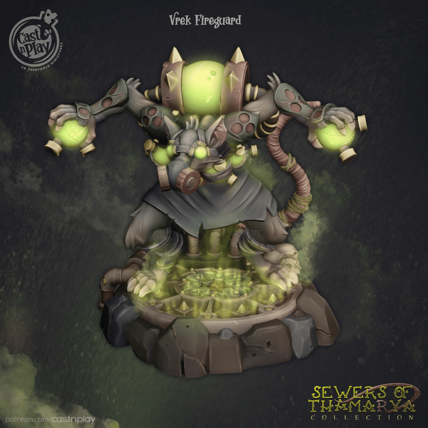 Vrek Fireguard Cast N Play, Resin Miniature, Sewers of Thamarya