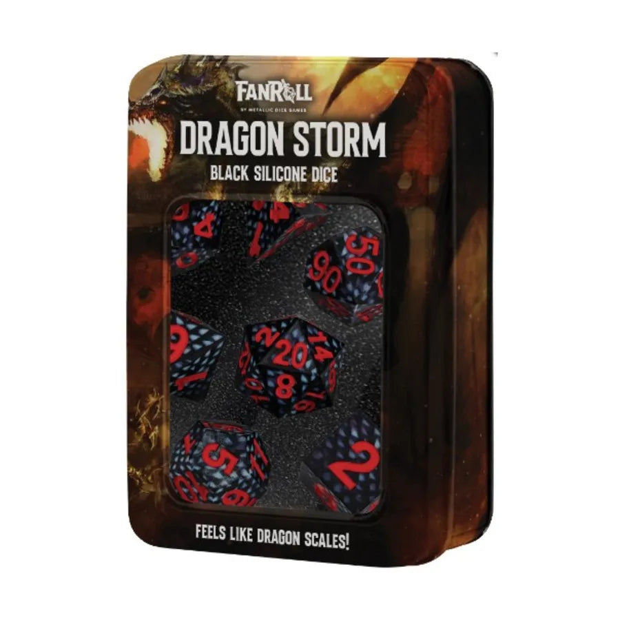 Metallic Dice: Dragon Storm Silicone Dice Set - Black Dragon Scales (7)