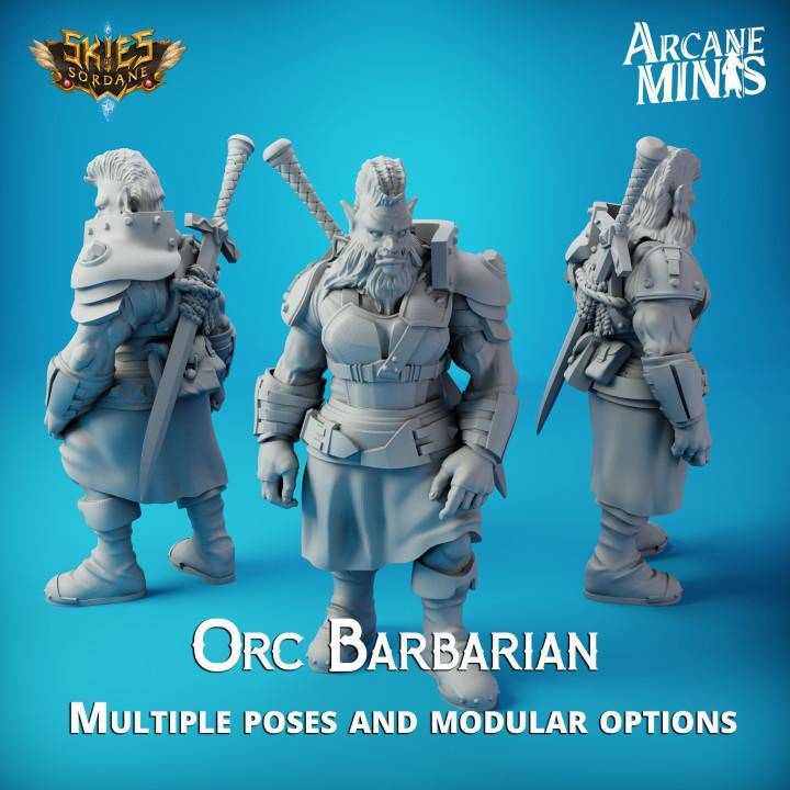 Orc Barbarian Arcane Minis, Resin Miniature, Skies of Sordane