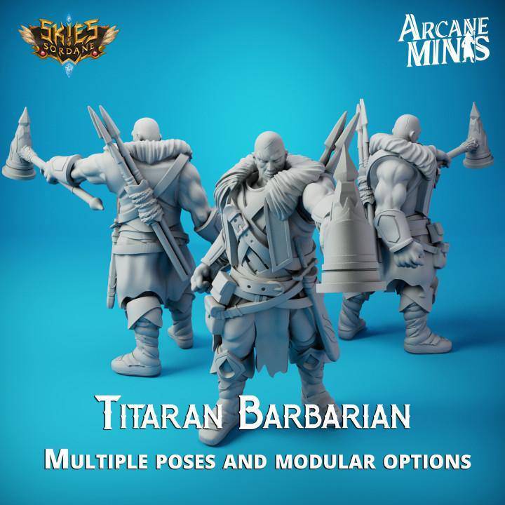 Titaran Barbarian Arcane Minis, Resin Miniature, Skies of Sordane