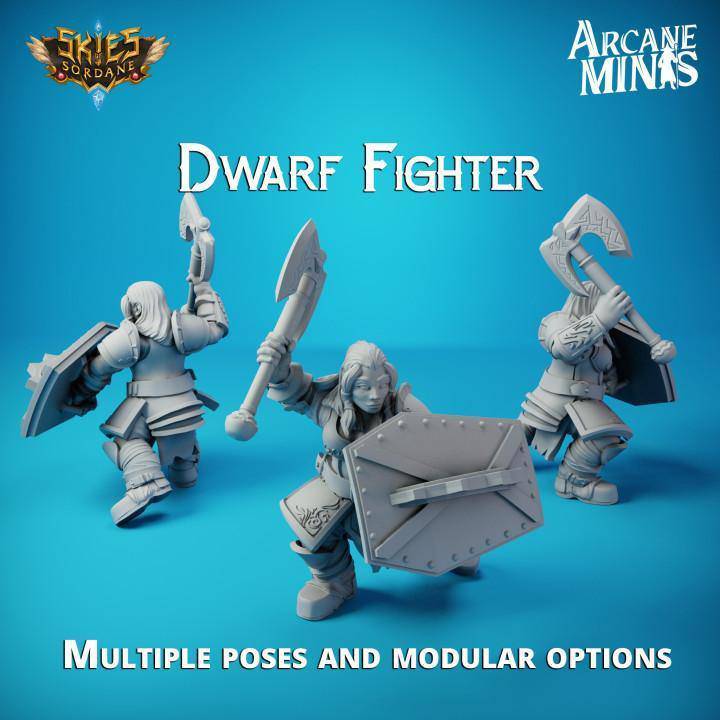Dwarf Fighter Arcane Minis, Resin Miniature, Skies of Sordane