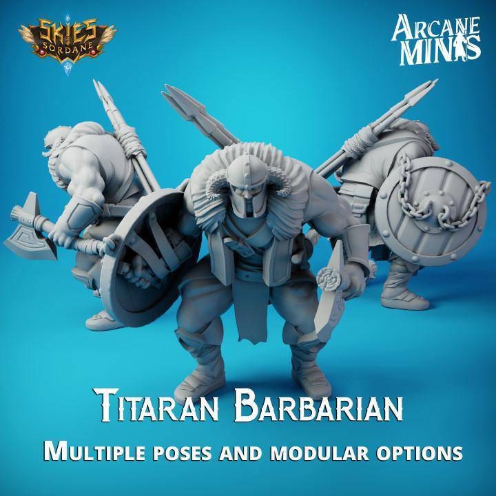 Titaran Barbarian Arcane Minis, Resin Miniature, Skies of Sordane
