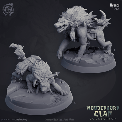 Hyenas Cast N Play, Resin Miniature, WoodenHorn Clan