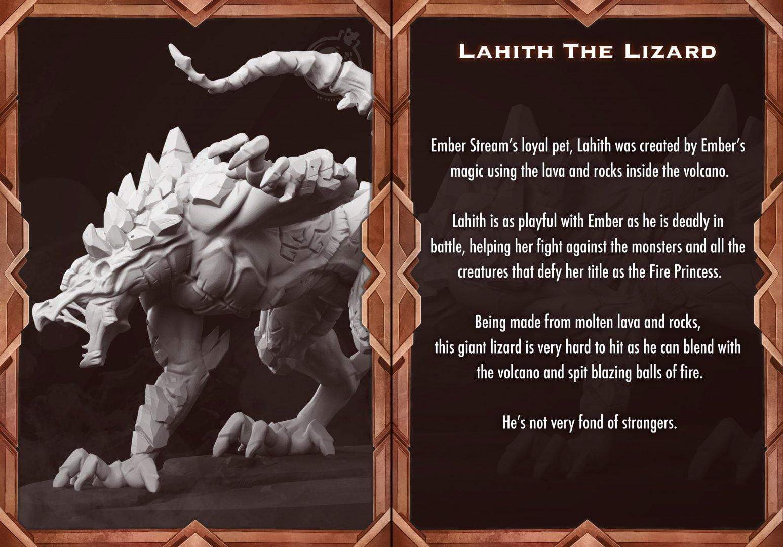Lahith the Lizard Cast N Play, Mount Magma, Resin Miniature