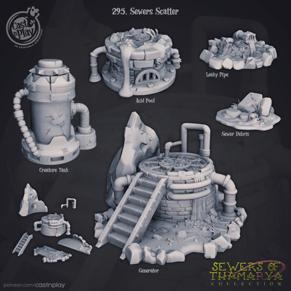 Sewers Scatter Cast N Play, Resin Miniature, Sewers of Thamarya, Tabletop Scenery, Terrain