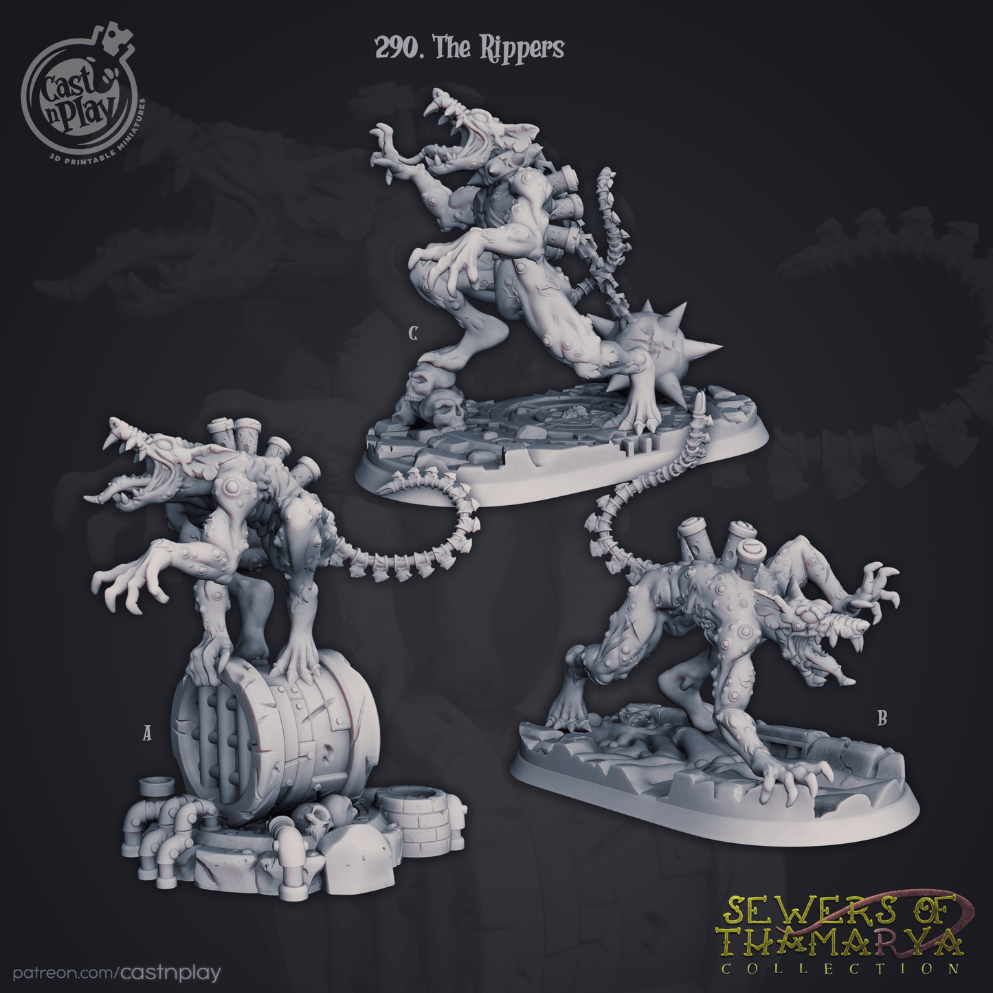 The Rippers Cast N Play, Resin Miniature, Sewers of Thamarya