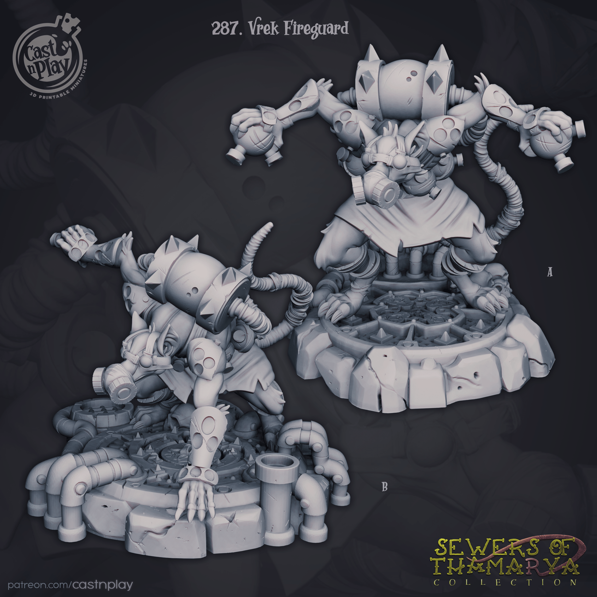 Vrek Fireguard Cast N Play, Resin Miniature, Sewers of Thamarya